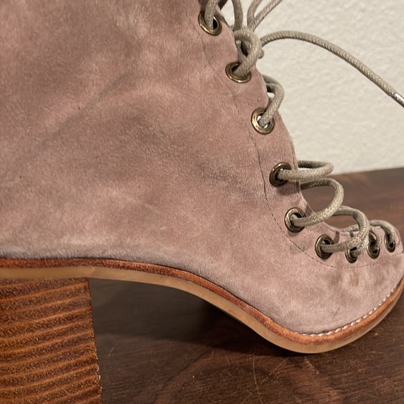 JEFFREY CAMPBELL CORS SUEDE LACE UP PEEP TOE HEELED BOOTIE BOOTS - Picture 14 of 15
